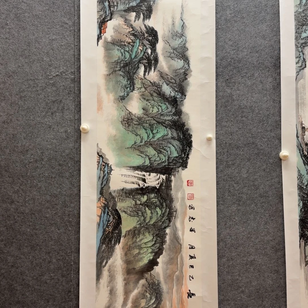 国画刘学志四尺对开作品