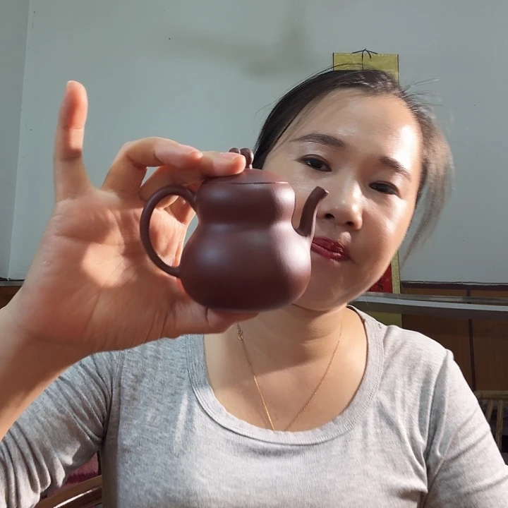 紫砂茶壶紫泥福禄180cc