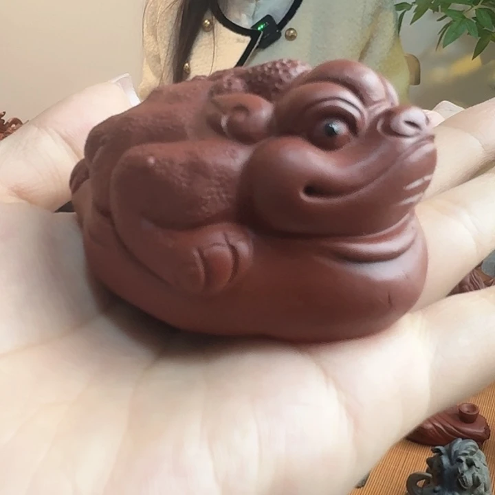 紫砂茶宠荷叶金蟾