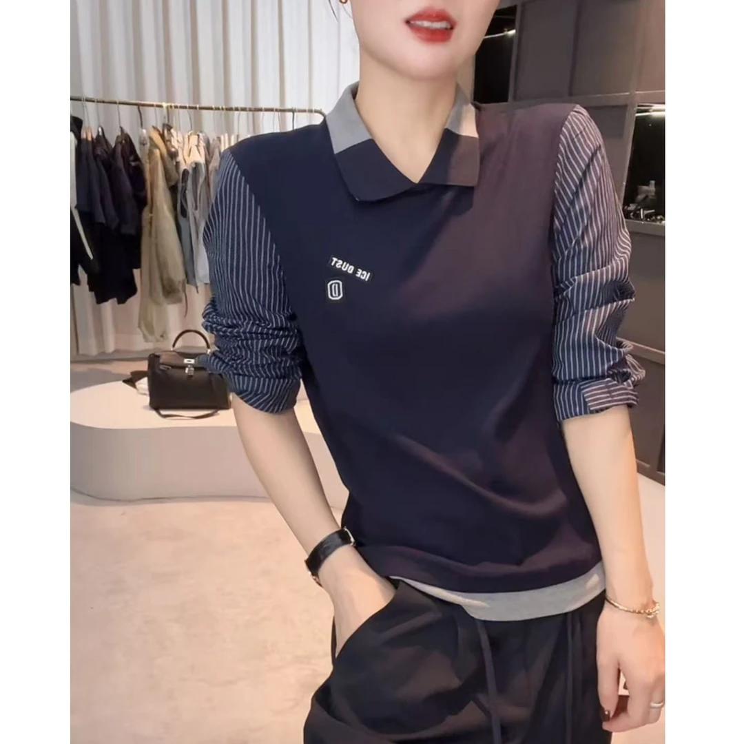 《姚家优麦汇》Y6879秋款翻领设计感时尚百搭长袖显瘦上衣款女