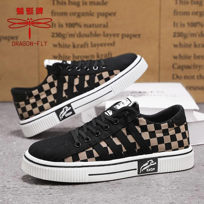 蜻蜓牌帆布鞋男款夏季透气百搭休闲低帮板鞋男士一脚蹬防滑运动软