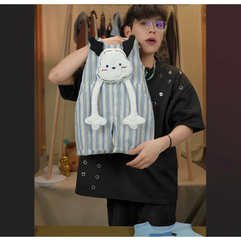 D【安可儿】2025夏季新款刺绣哈帕狗款可爱男女宝连体裤