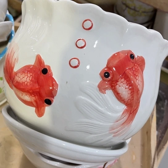 多肉绿植陶瓷花盆9.9包邮，有孔