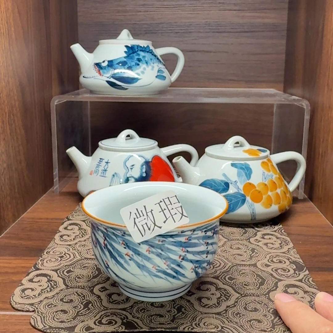 釉下手绘茶具微瑕