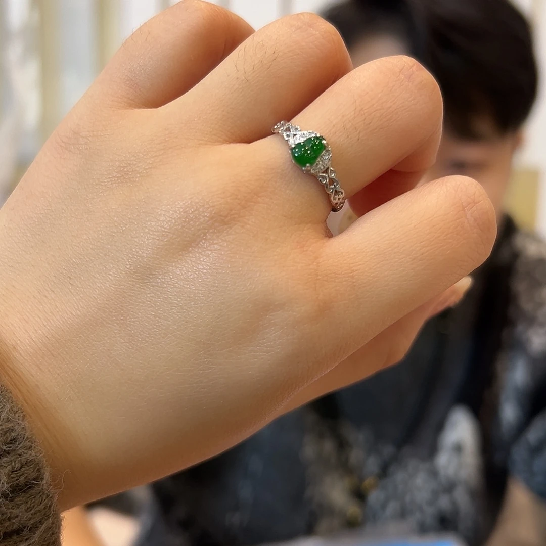 翡翠银S925镶嵌戒指戒指-594371