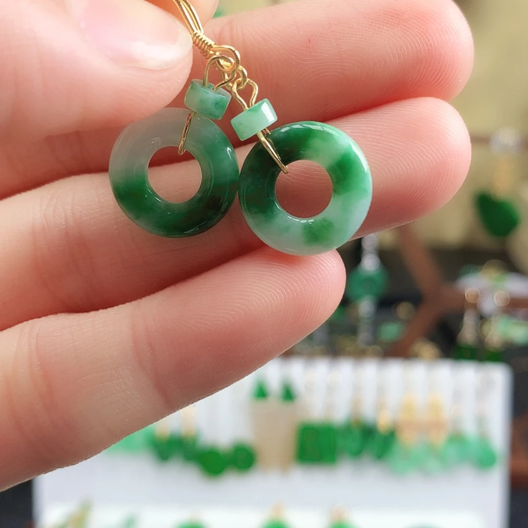 翡翠耳饰银S925镶嵌耳饰