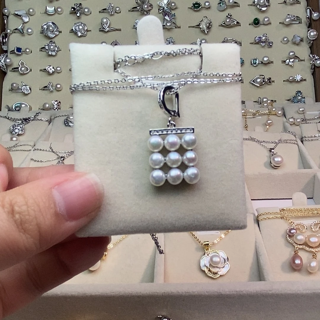 耳饰银S925镶嵌淡水珍珠