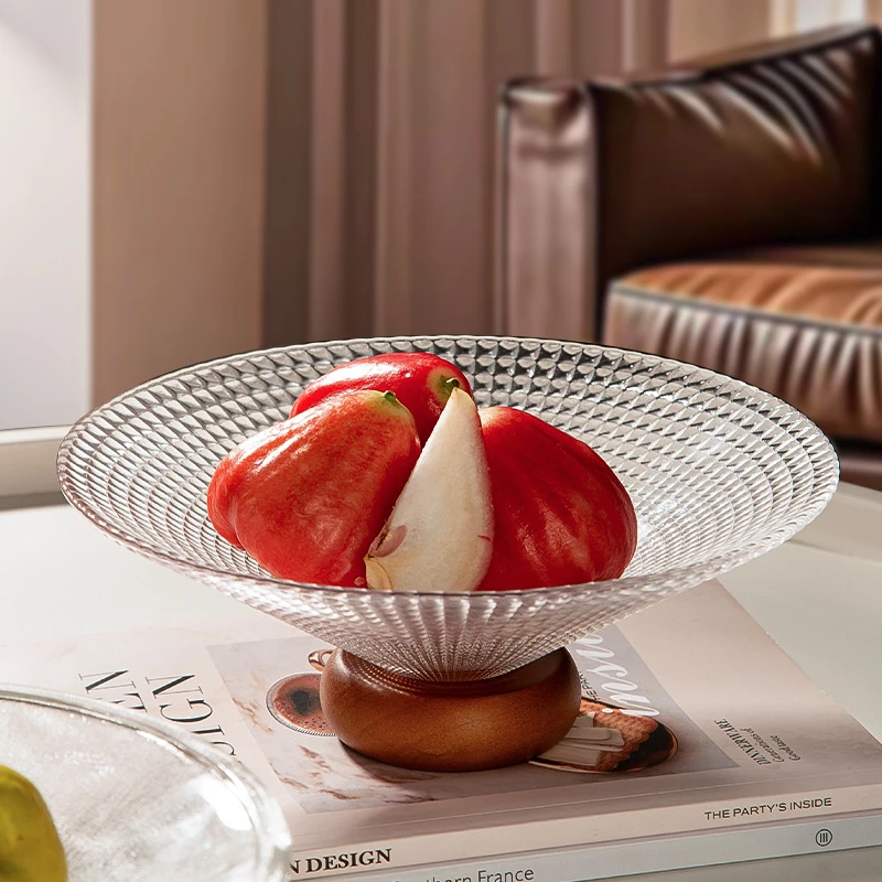 维艾水果盘客厅家用法式玻璃果盘糖果盘子茶几零食托盘水晶水果盆