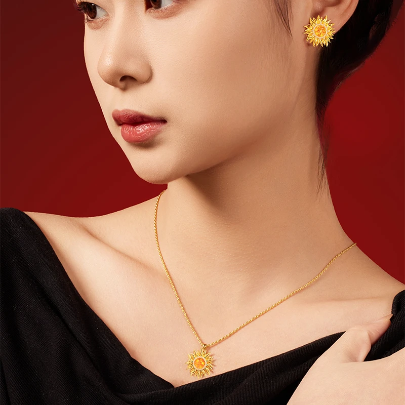 朱炳仁 925银银制品 【一路向阳】向日葵精致耳饰轻奢小众设计配饰