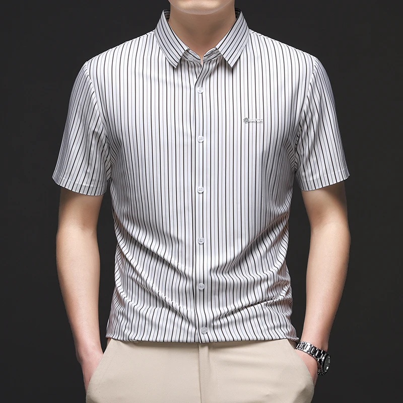 男装衬衫商务休闲时尚百搭男士短袖衬衫高档无痕抗皱免熨烫男衬衣
