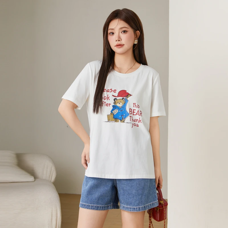 采多宝大码女装减龄卡通印花短袖上衣EXZ2669