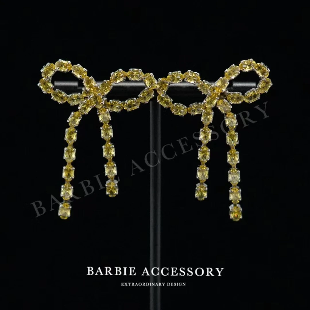 铜合金合成锆石耳饰 【皇星蝶结】法式中古轻奢设计款高级感耳环