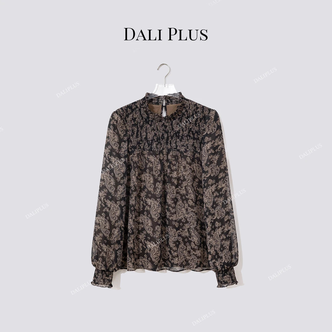 DALI PLUS“加绒腰果花衬衫”打揽工艺立领秋冬衬衫-D5ST1567