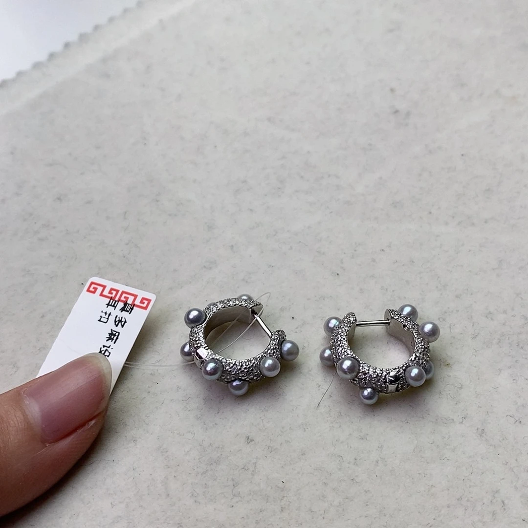 海水珍珠耳饰银S925镶嵌