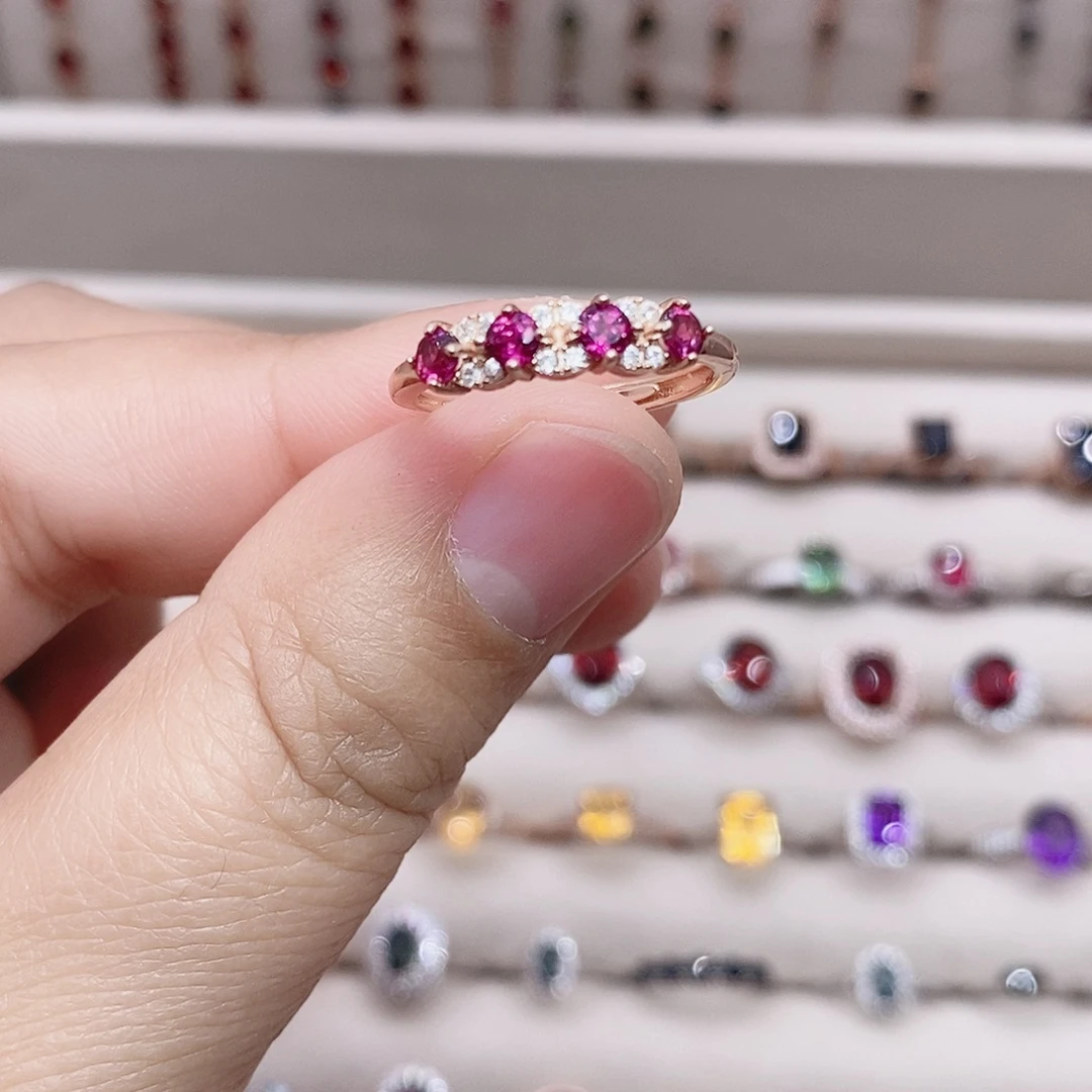 戒指银S925镶嵌石榴石戒指