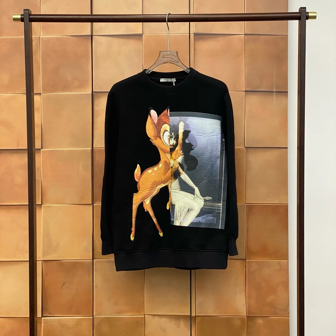 95新 Givenchy/纪梵希 黑色小鹿太空棉卫衣/xs码/95新 缺棉/29632