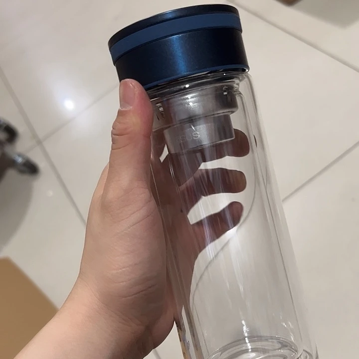富双层340ml  蓝 玻璃杯  杯套