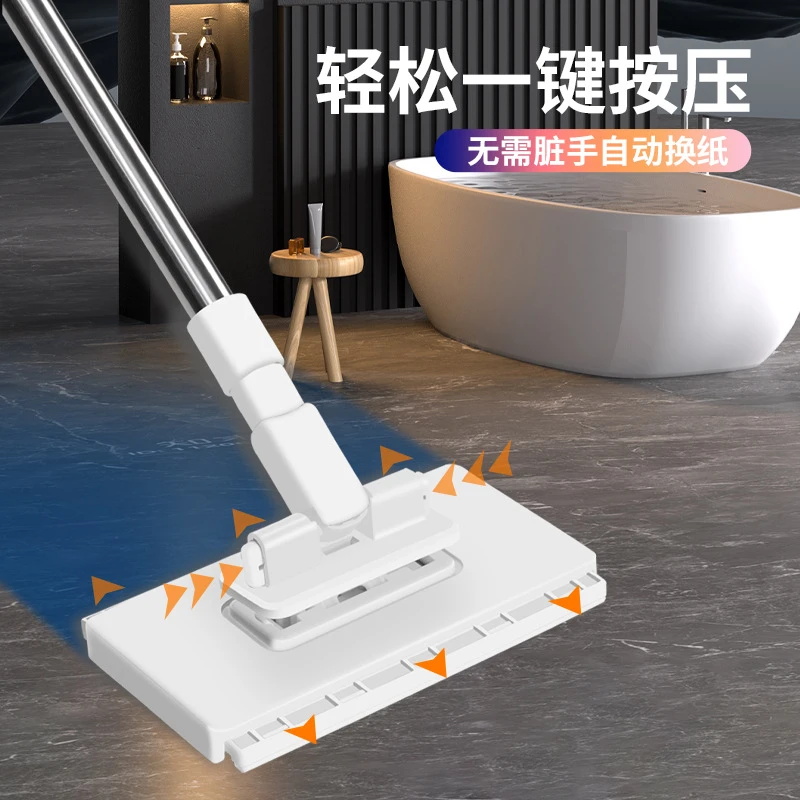 180度旋转夹布拖把一键拆卸洗脸巾拖把夹免手洗懒人拖地自动夹湿