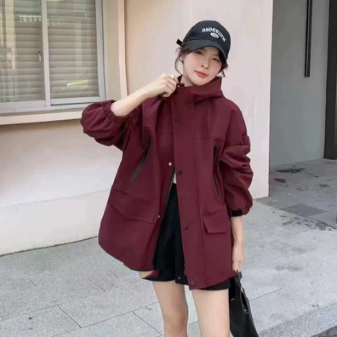 店里清仓～欧货，棉服长袖连帽拼接款，均码，显瘦