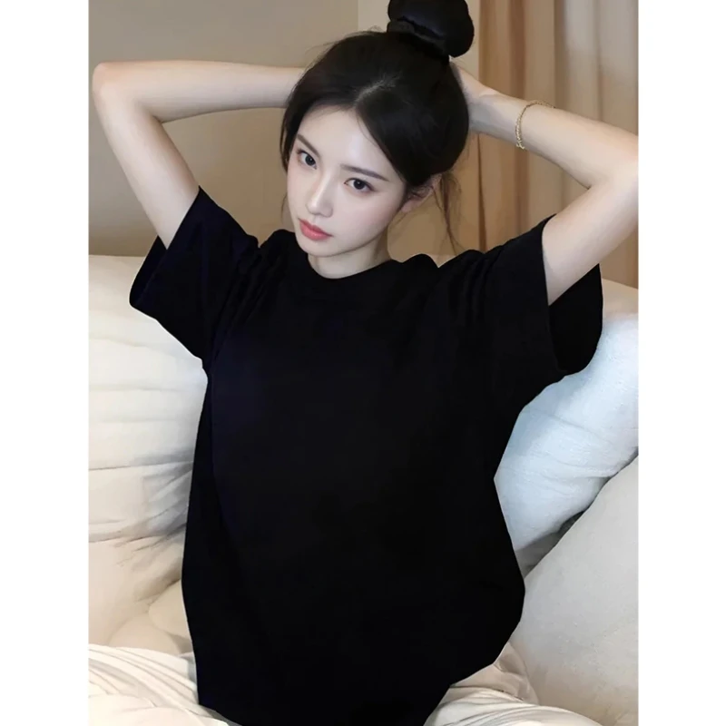 纯黑色重磅新疆长绒棉T恤男夏季高级感螺纹短袖cleanfit休闲半袖