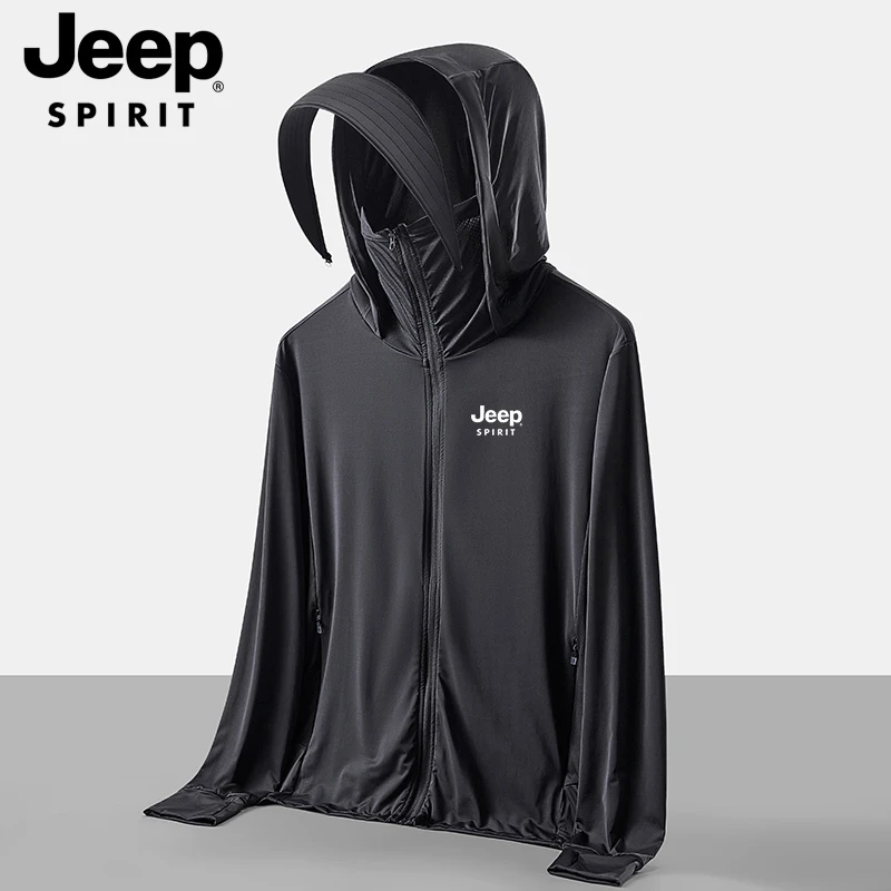 JEEPSPIRIT吉普防晒衣男夏季新款时尚男女防晒服可拆卸连帽皮肤衣
