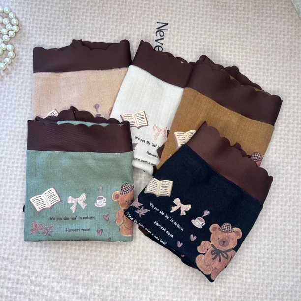 中腰大包臀透气无痕印花卡通图案提花棉女士三角内裤时尚舒适可爱