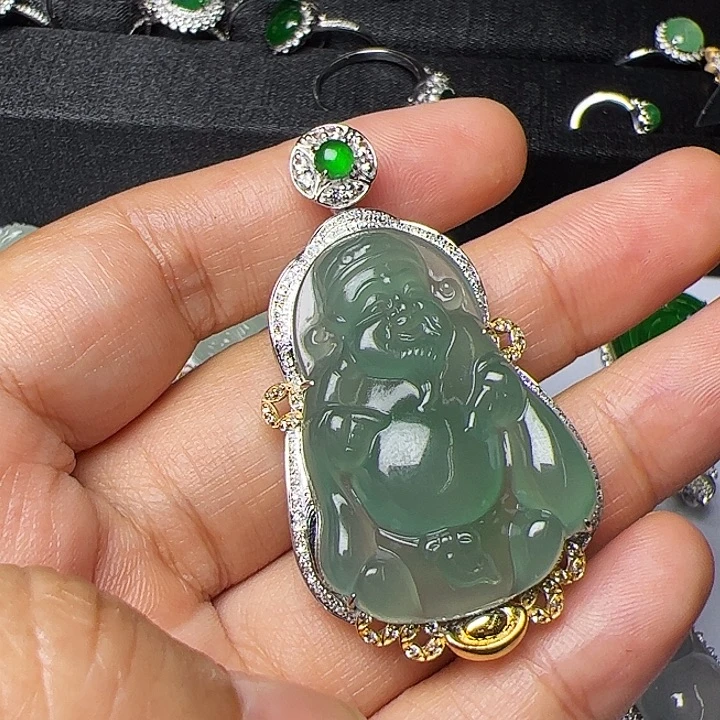 老****翡翠18K金镶嵌吊坠(不含链)