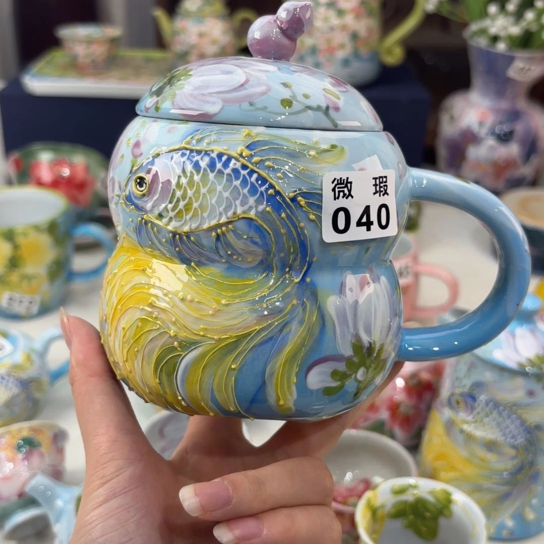 瓷片景德镇手绘高温釉下彩陶瓷茶具