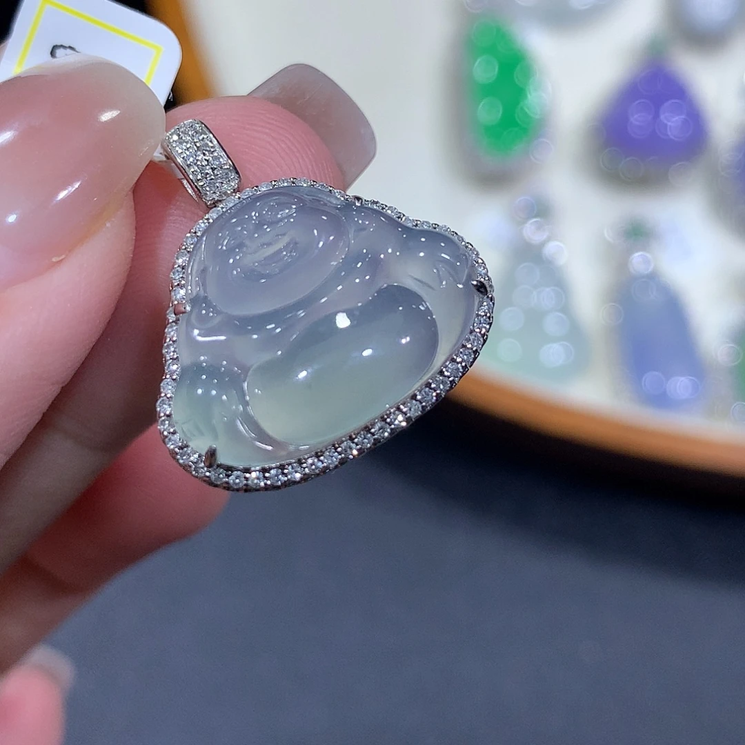 翡翠18K金镶嵌吊坠(不含链)
