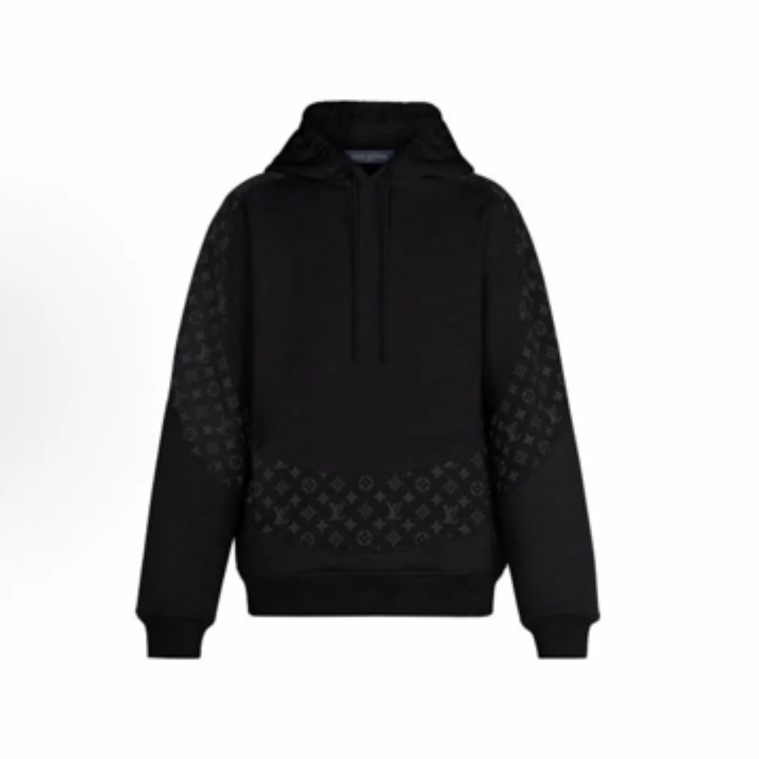 LOUIS VUITTON 字母组合圆形印花连帽卫衣 男款 黑色