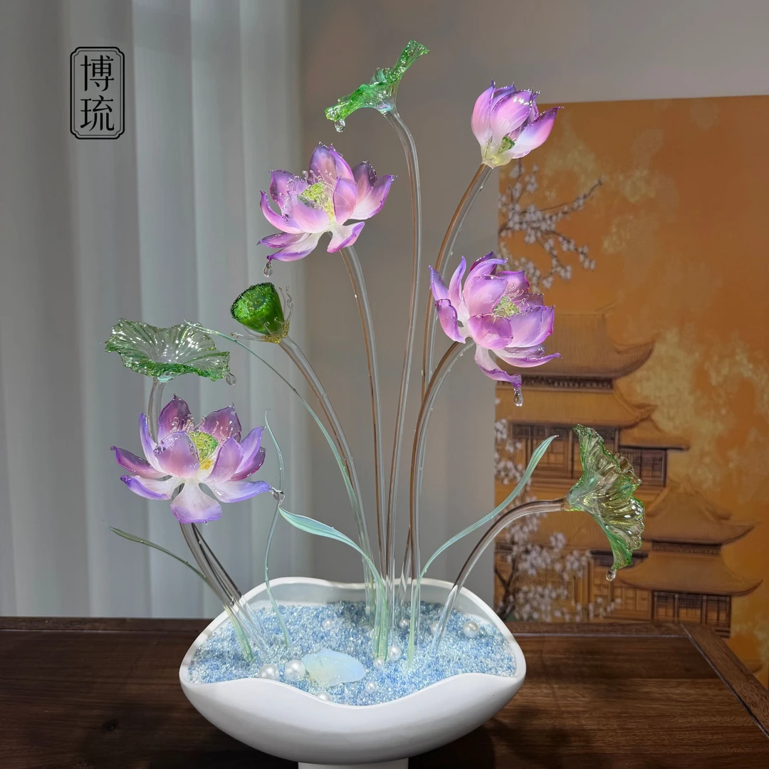 【紫荷璃韵】国家非遗琉璃淄博纯手工传承人手作高档摆件