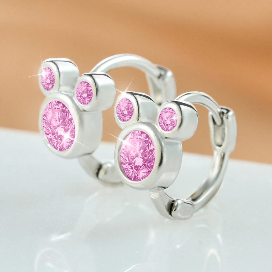 合金锆石耳饰 【欧美外贸原单】小卡通风米奇锆石耳环 金色银色