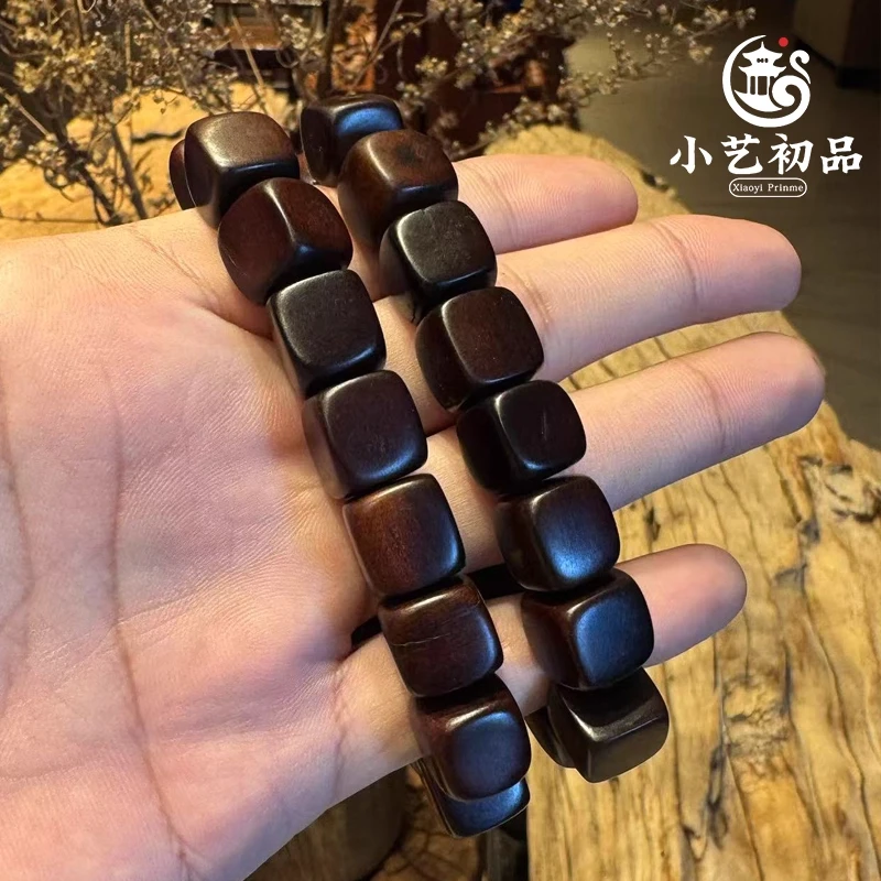 增香沉香木【珍藏级】天然雷木 雷痕玉珠子 手工随型方糖手串女