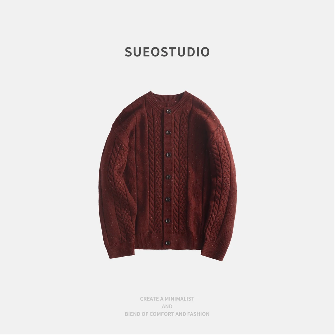 SUEO【星点麻花】羊毛混纺 时髦松弛感宽松型型百搭针织毛衣外套