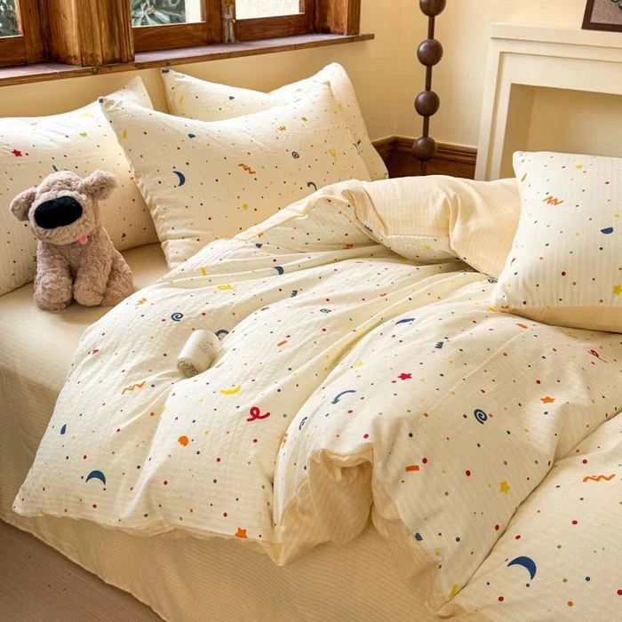 【奶油波点】母婴级A类韩版碎花柔软透气四件套床套床单