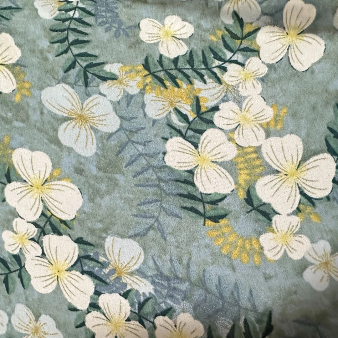 【三米特价茉莉朵朵】新款冰丝锻双绉茉莉花小碎花面料冰羽丝面料