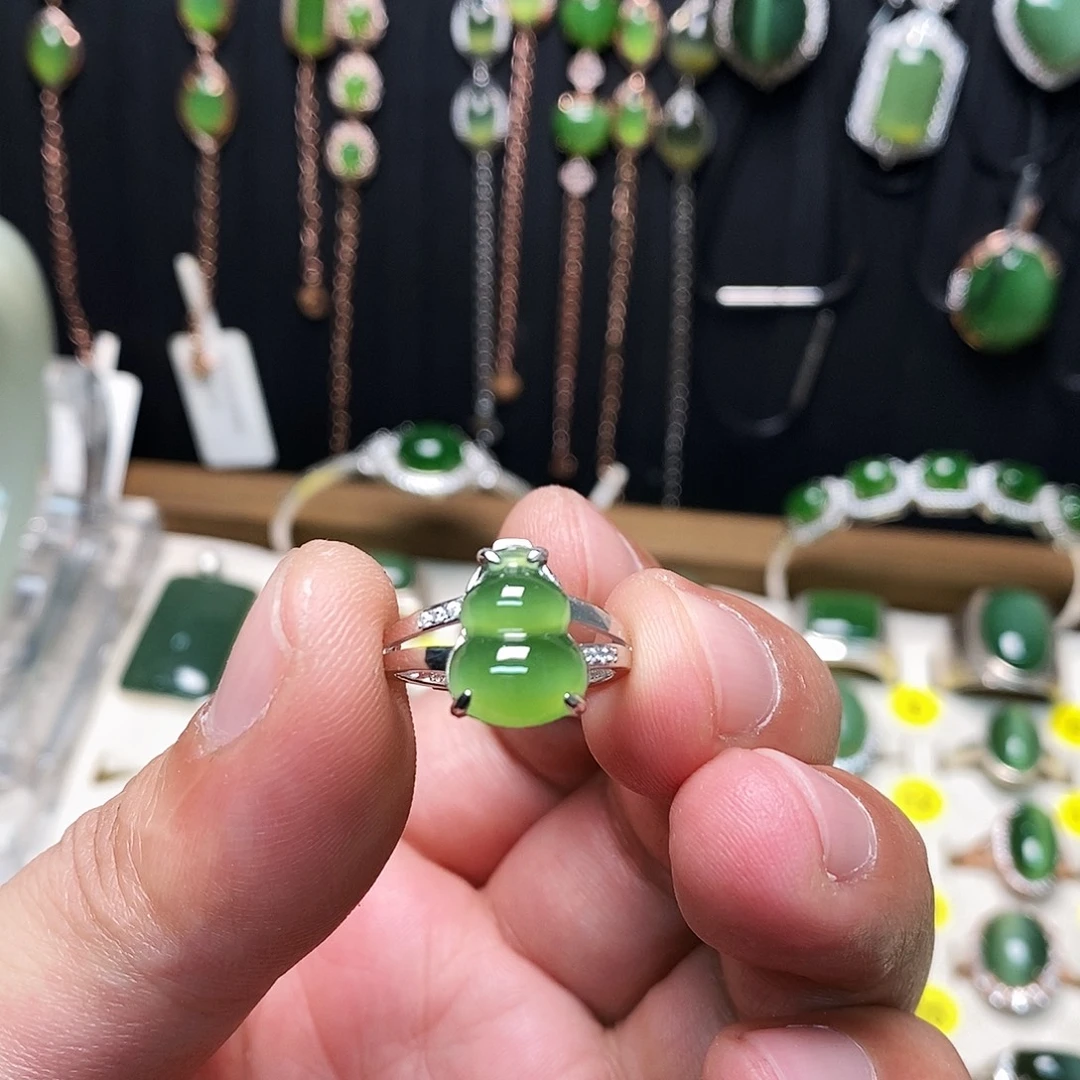 和田玉（碧玉）银S925镶嵌戒指