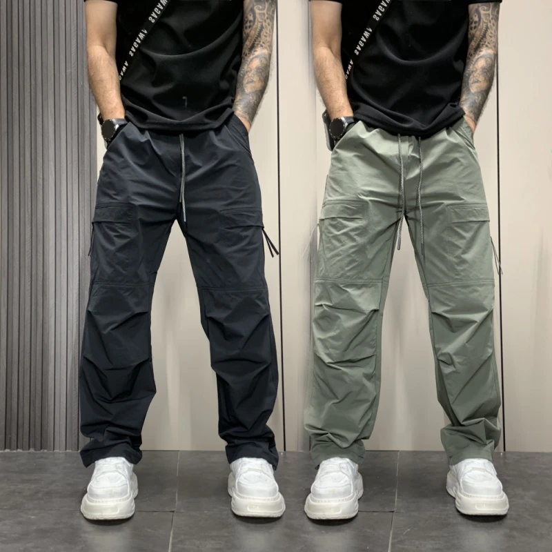 2025夏季新款男士休闲多口袋工装裤宽松直筒裤子拉链口袋阔腿裤子