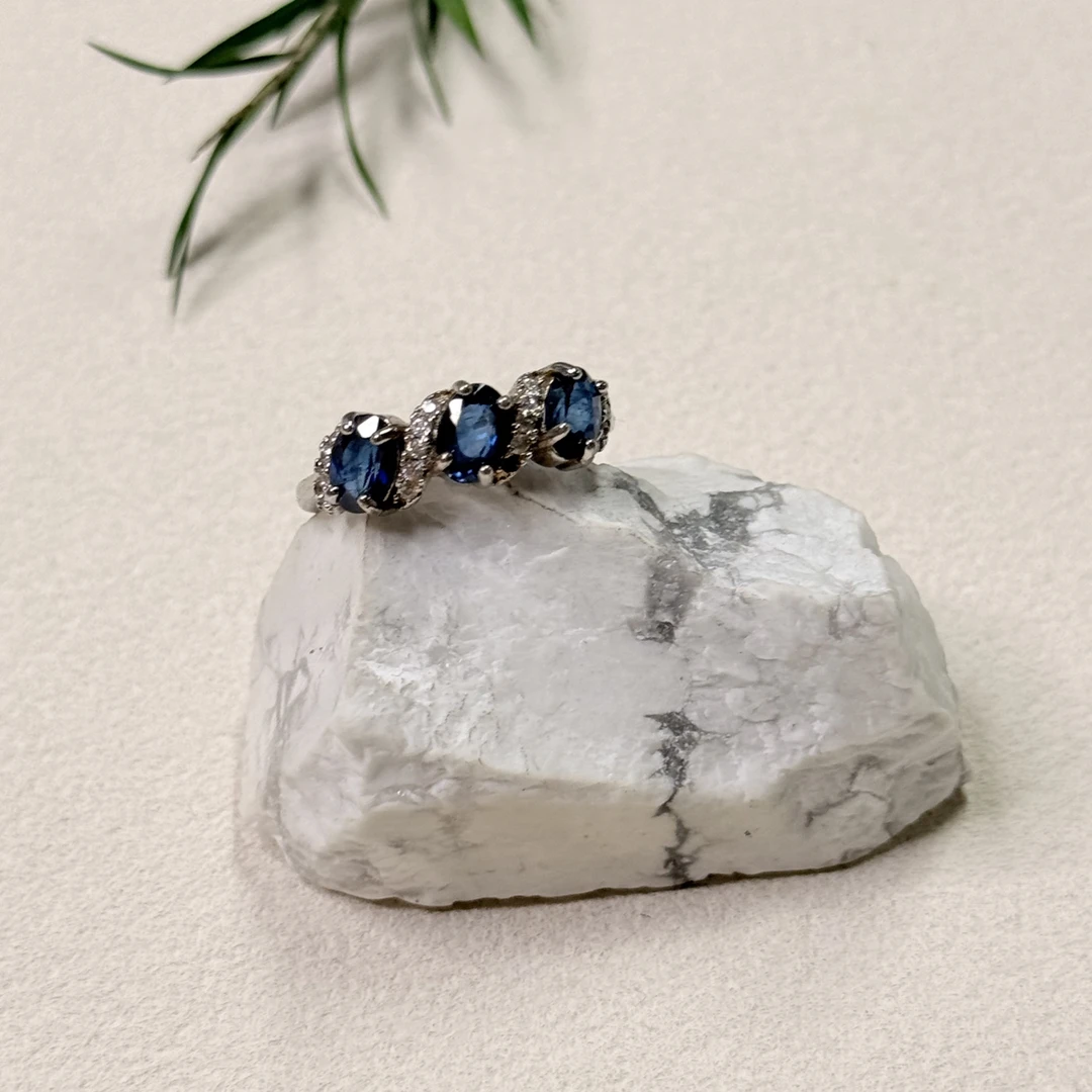 【六六中古】孤品精美s925蓝宝石开口戒指ty2852