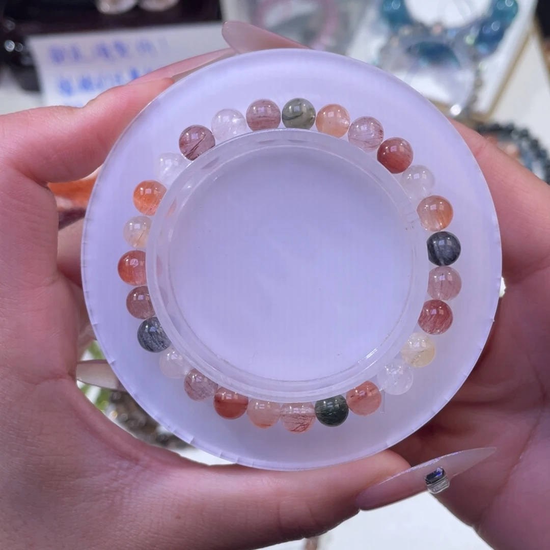 未镶嵌手链水晶彩兔毛水晶6mm