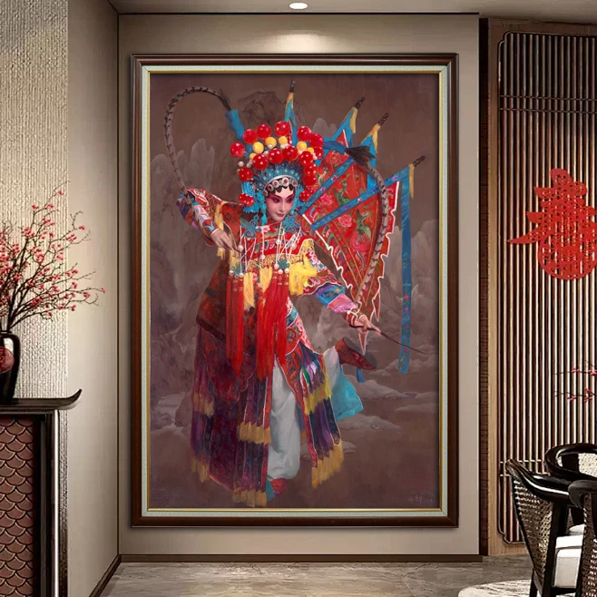 【戏韵流芳】林德华油画的肌理版画酒店客厅装饰画茶室玄关挂画