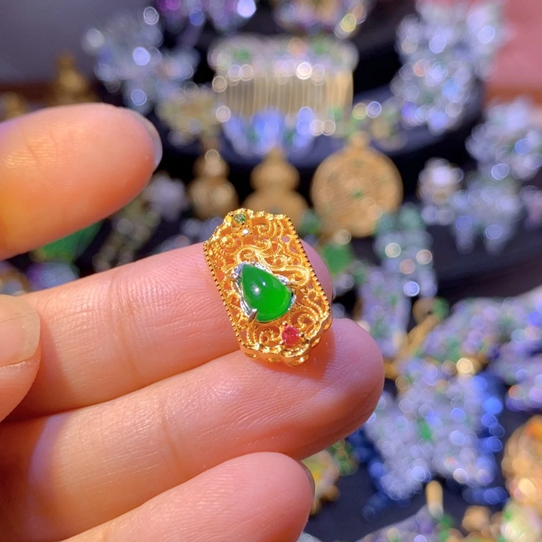 吊坠(不含链)银S925镶嵌翡翠