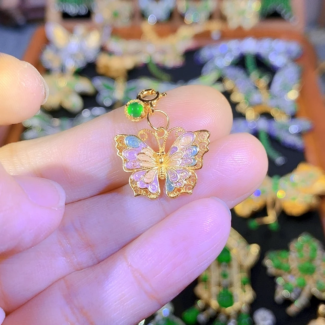 吊坠(不含链)银S925镶嵌翡翠