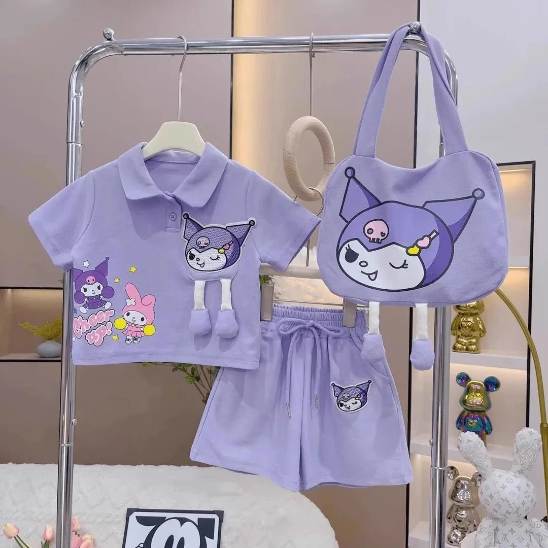 女童夏装套装2025新款洋气儿童Polo领库洛米小女孩韩范时尚两件套