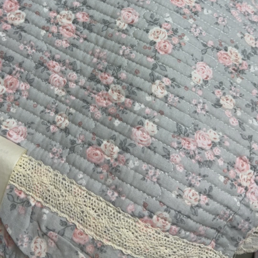 双层纱四件套   莫奈花园 灰  2.2*2.4