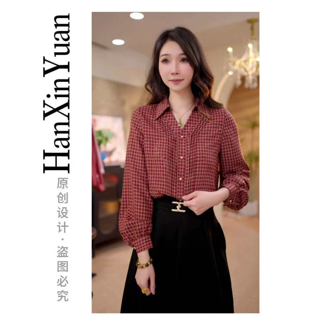 原版正品XG1878秋季长袖洋气小衫上衣秋季新款简约气质优雅衬衫