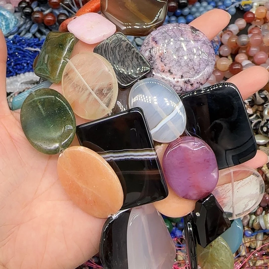 玛瑙/玉髓合金珠宝半成品多宝半条大