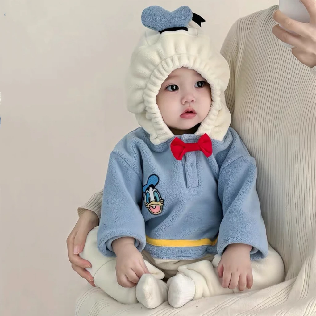 婴儿衣服冬装奥利绒超萌外出连帽连体衣保暖哈衣宝宝加厚加绒爬服