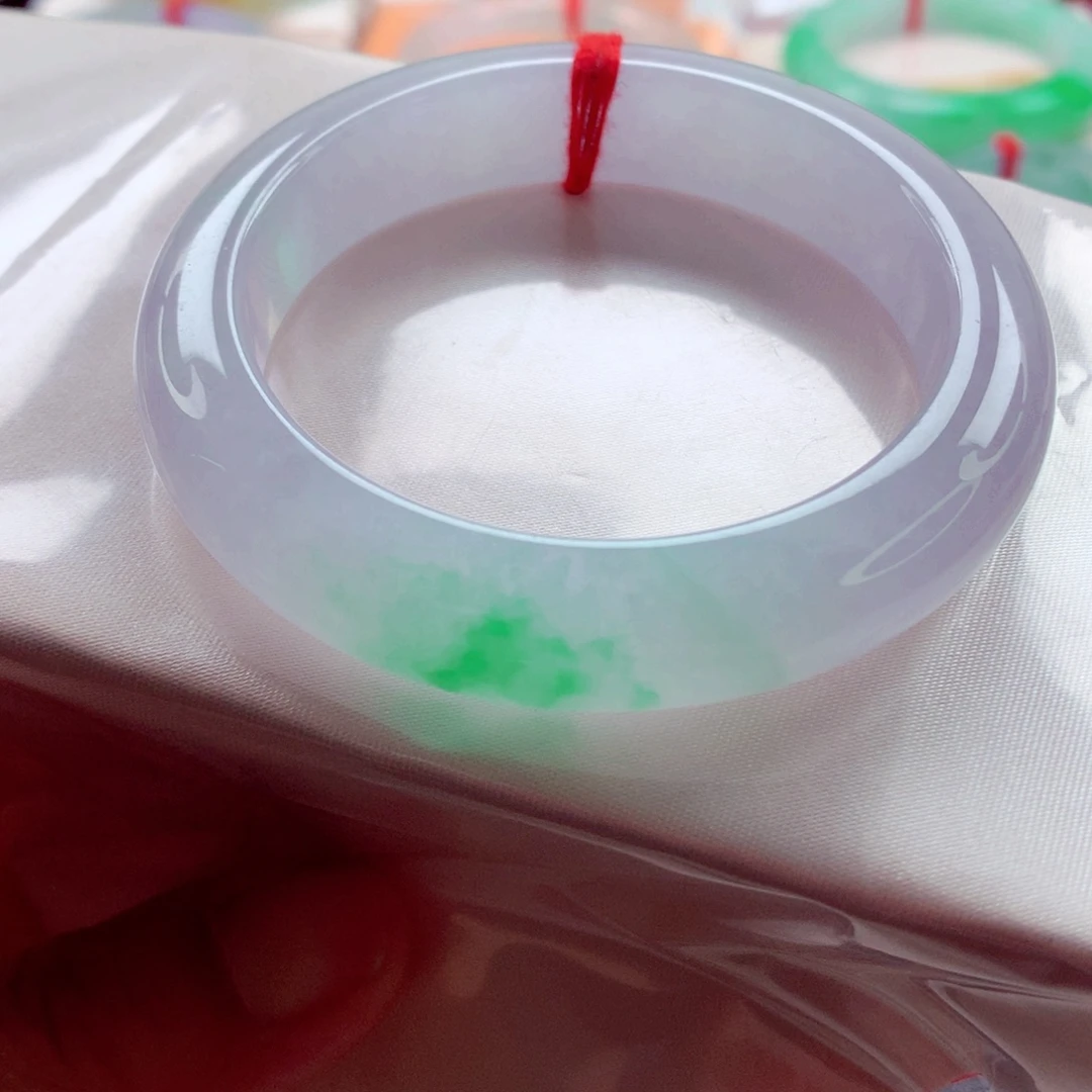 翡翠未镶嵌手镯师妹50.6春彩正阳绿全化开（16号）