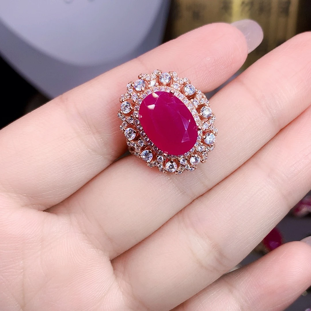 红宝石戒指银S925镶嵌